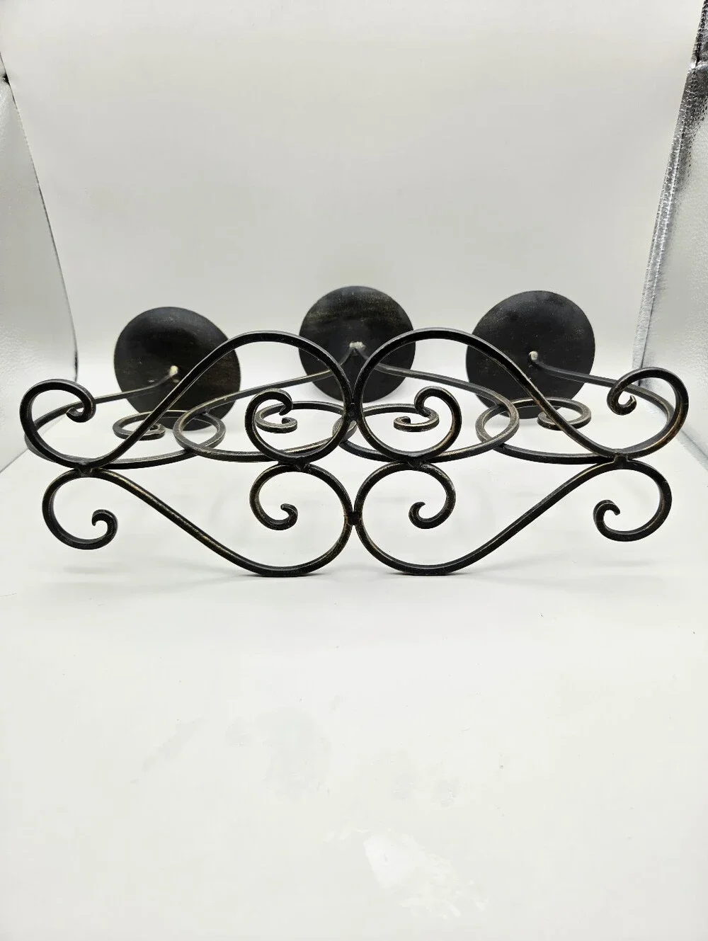 Bronze Scrollwork 3-Arm Metal Candelabra